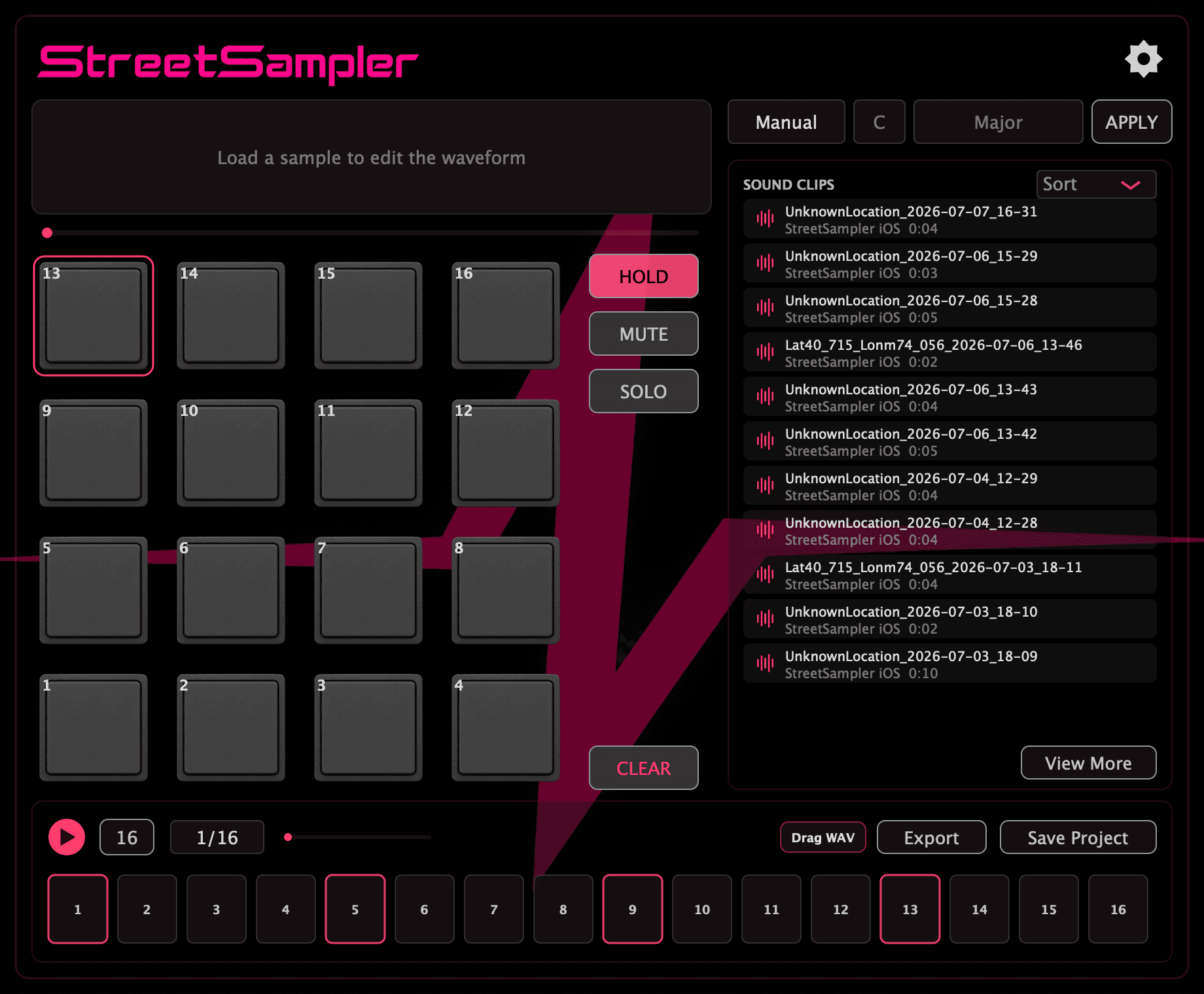 StreetSampler for Mac main sampler and synced iOS sound clips